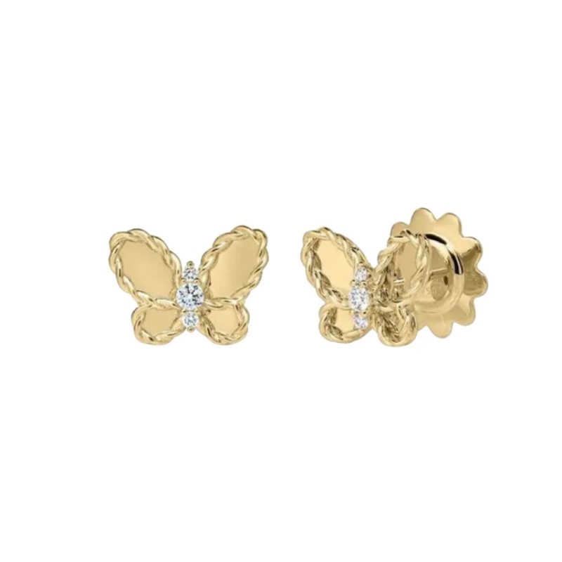 Roberto Coin Small Jasmine Diamond Butterfly Stud Earrings
