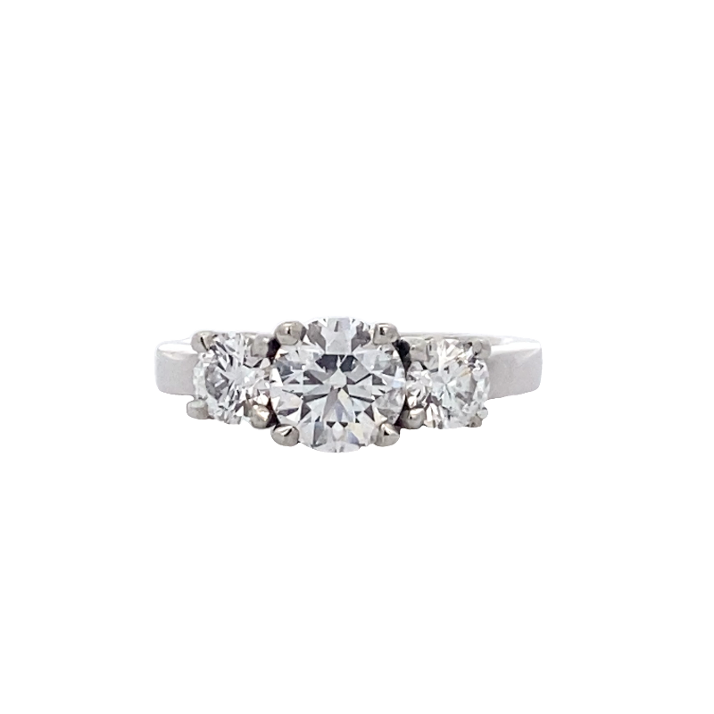 Estate Platinum 3 Across AGS Certified Diamond Ring