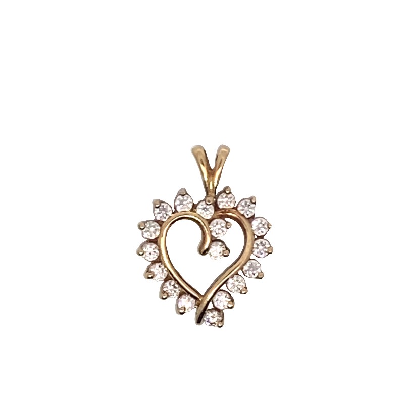 Estate Diamond Heart Pendant Necklace