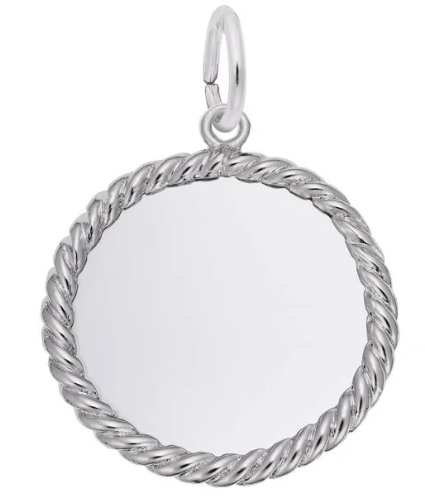 Sterling Silver Extra Small Rope Disc Charm     .75" x .76"