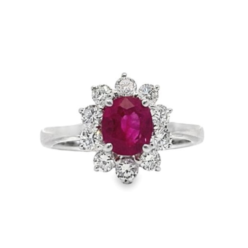 Estate 18 Karat White Gold Ruby And Diamond Ring