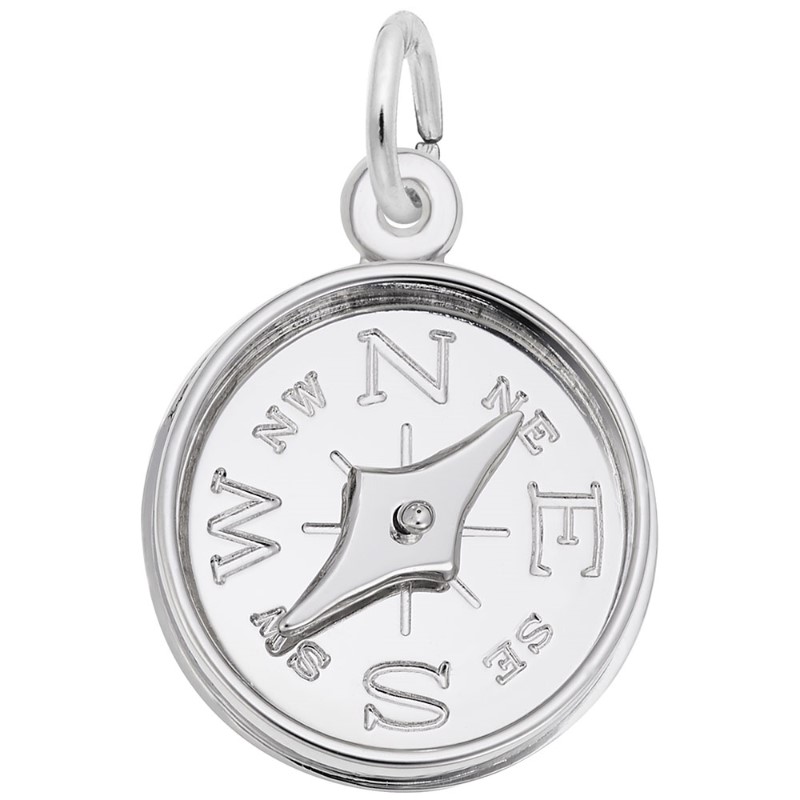 Compass with Needle Charm Sterling Silver