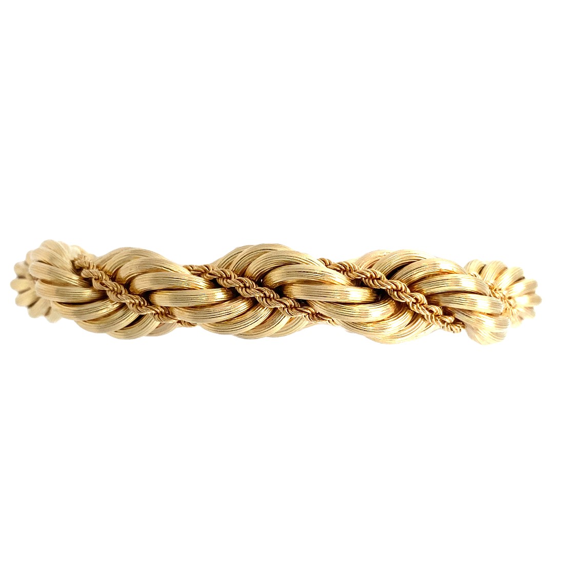 Estate 18 Karat Yellow Gold Large Braided Rope Bracelet 8.5 Inches
