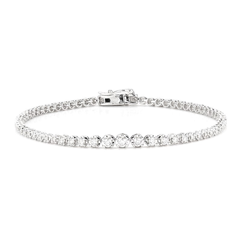 1.0 Carat Category 14 Karat White Gold Diamond Tennis Bracelet Measuring 7.25"