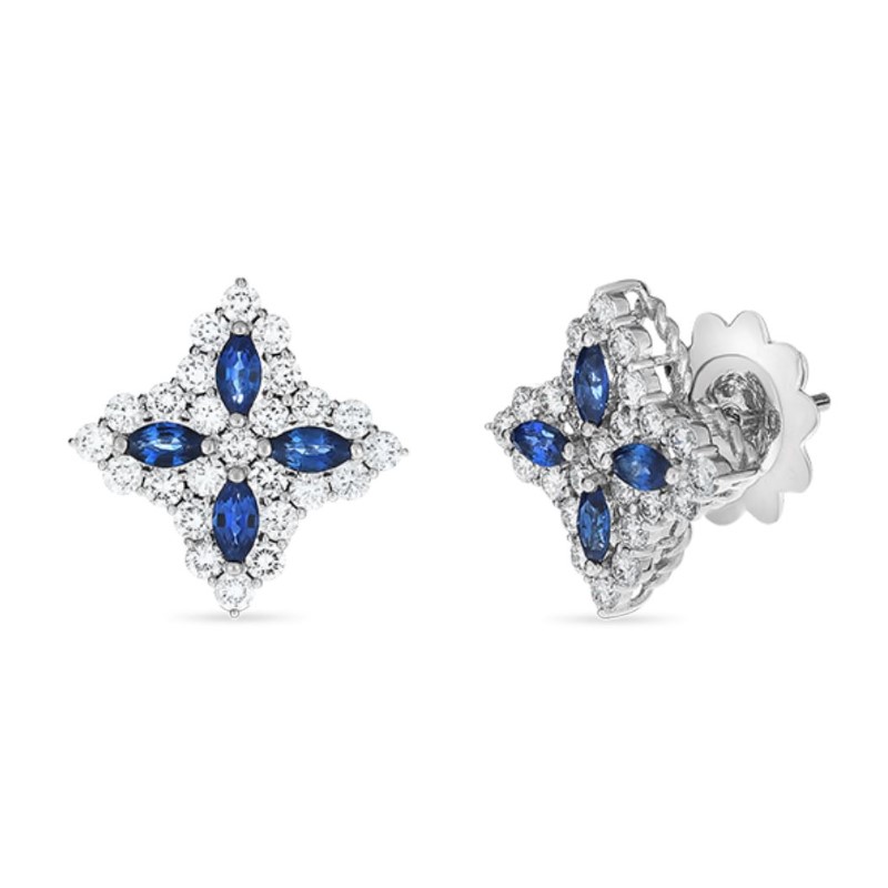 Roberto Coin Blue Sapphire and Diamond Earrings from the Princess Flower Collection