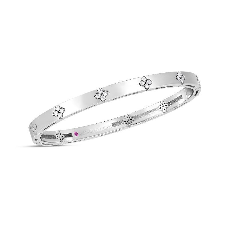 Roberto Coin Eighteen Karat White Gold Love In Verona 48X58 Diamond Bangle