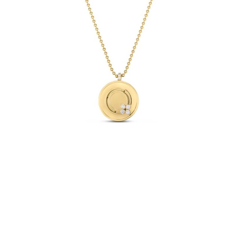 Roberto Coin eighteen karat yellow gold Love in Verona beaded chain having a disc pendant