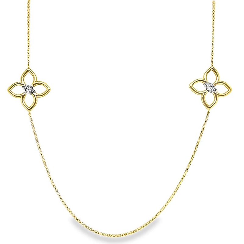 Roberto Coin Cialoma Diamond Flower Station Long Necklace
