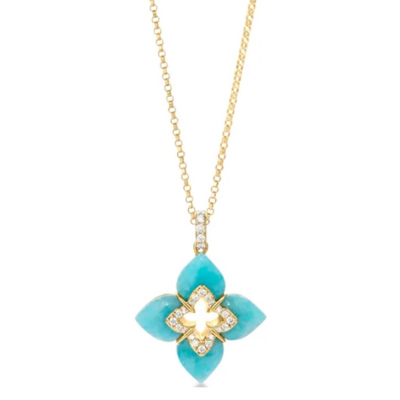 Roberto Coin Venetian Princess Amazonite And Diamond Pendant Necklace