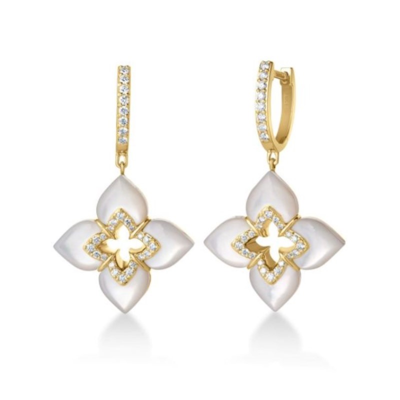 Roberto Coin Mother of Pearl and Diamond Venetian Princess Dangle Earrings Roberto Coin Mother of Pearl and Diamond Venetian Princess Dangle Earrings