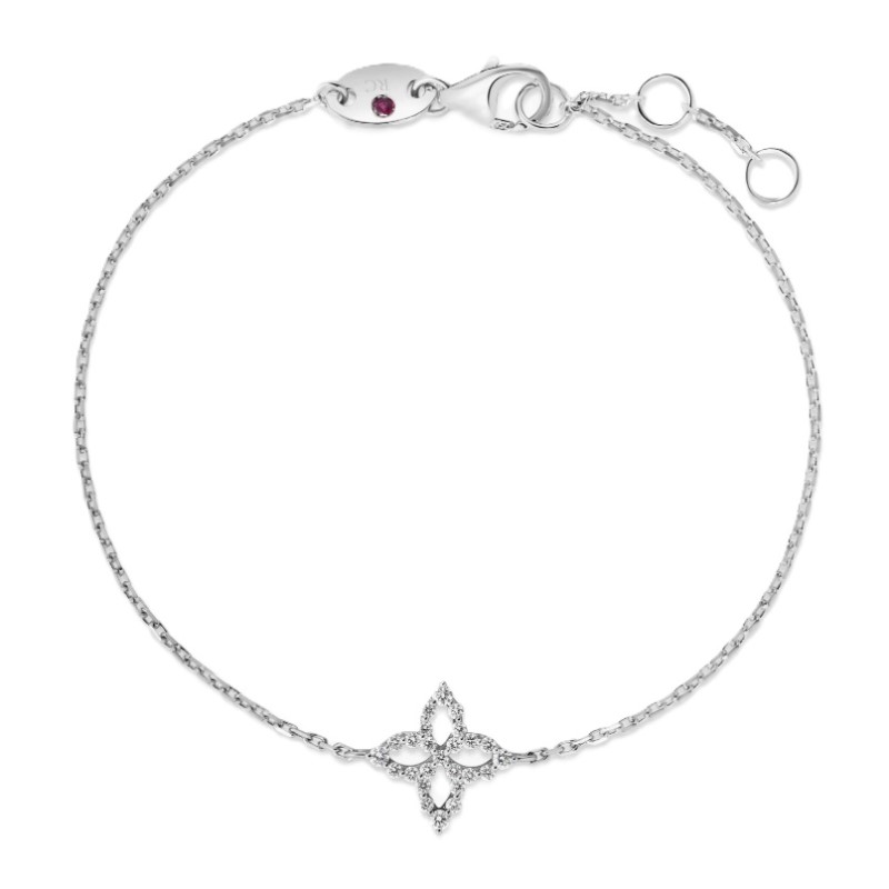 Roberto Coin Tapered Flower Diamond Charm Bracelet
