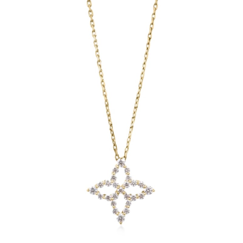 Roberto Coin Diamond Princess Outline Tapered Flower Necklace