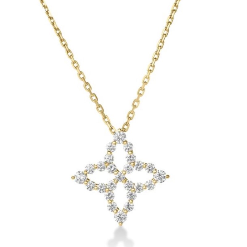 Roberto Coin Diamond Princess Outline Large Tapered Flower Pendant Necklace Roberto Coin Diamond Princess Outline Large Tapered Flower Pendant Necklace