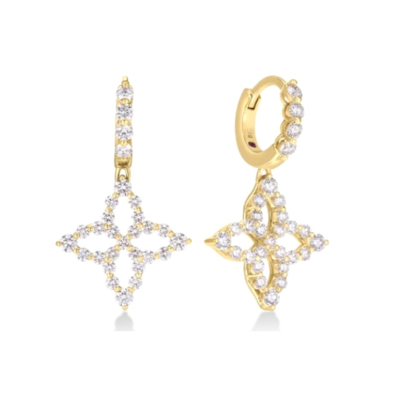 Roberto Coin Diamond Princess Outline Small Tapered Flower Drop Earrings Roberto Coin Diamond Princess Outline Small Tapered Flower Drop Earrings