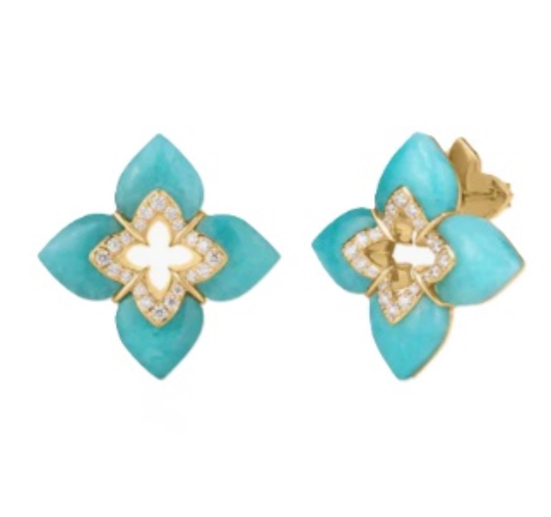 Roberto Coin Amazonite and Diamond Venetian Princess Stud Earrings Roberto Coin Amazonite and Diamond Venetian Princess Stud Earrings