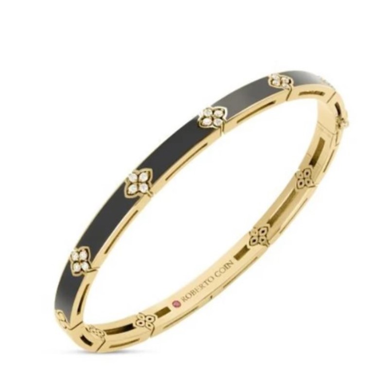 Roberto Coin  Black Enamel and Diamond Bangle
