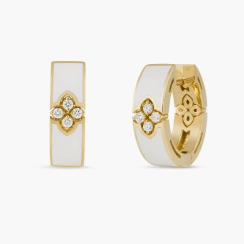 Roberto Coin Love In Verona Diamond And Enamel Hoop Earrings Roberto Coin Love In Verona Diamond And Enamel Hoop Earrings