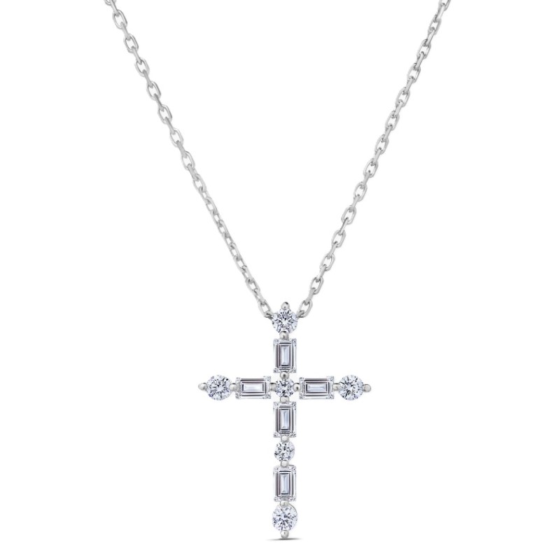 Roberto Coin Diamond Classic Mixed Cut Cross Pendant Necklace