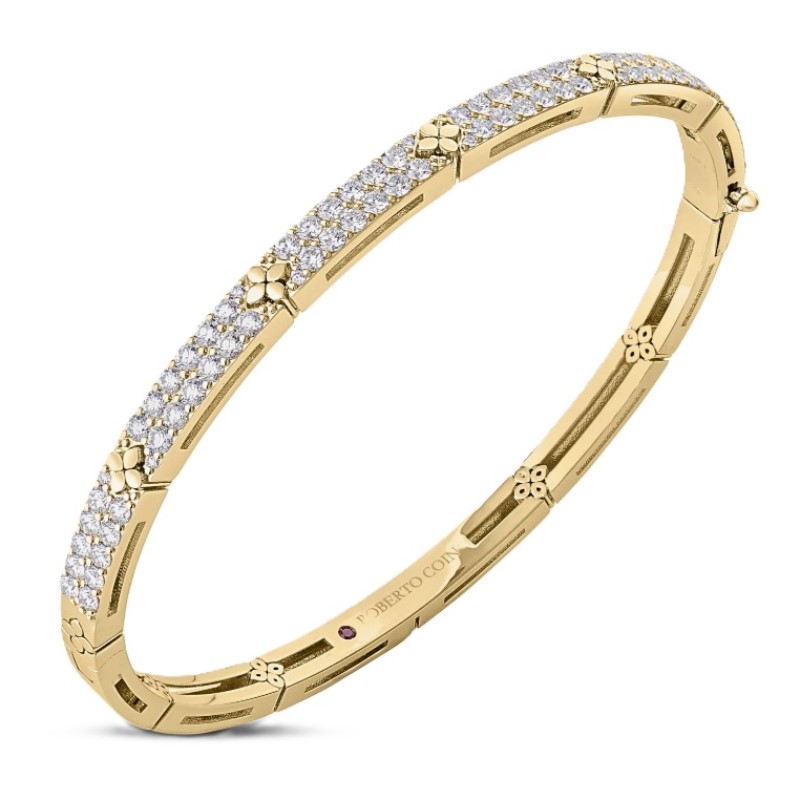 Roberto Coin Love In Verona Diamond Flower Narrow Bangle