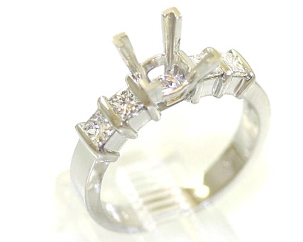 Platinum Princess cut Diamond Semi-Mount Ring