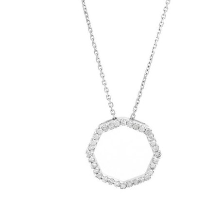 14 Karat White Gold Fashion Round Pave Diamond Necklace
