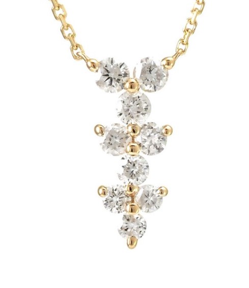 14 Karat Yellow Gold Diamond Drop Necklace