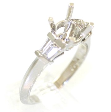 Platinum Baguette Diamond Semi-Mount Ring