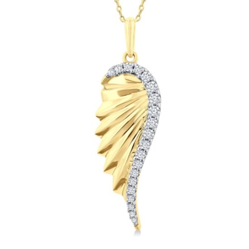Angel Wings Fluted Diamond Fashion Pendant