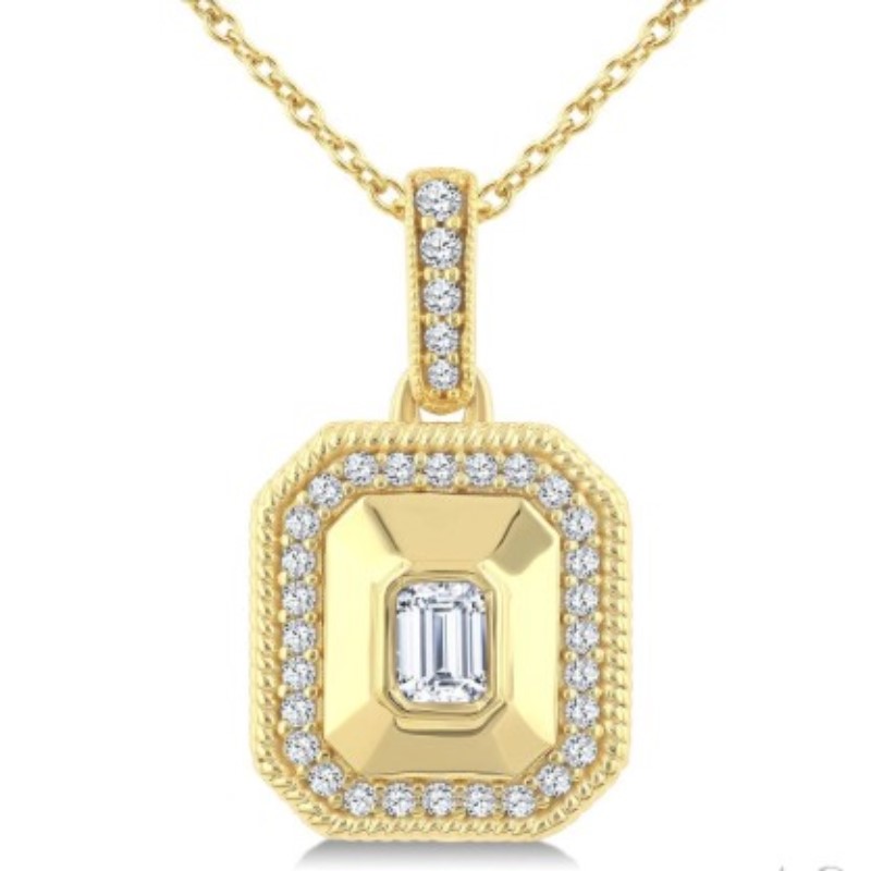 Emerald Shape Art Deco Diamond Fashion Pendant
