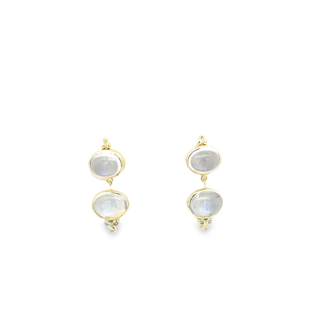 Mazza 14 Karat Yellow Gold Moonstone And Diamond Dangle Earrings