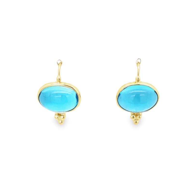 Mazza 14 Karat Yellow Gold Blue Topaz Drop Earrings For The Capri Collection