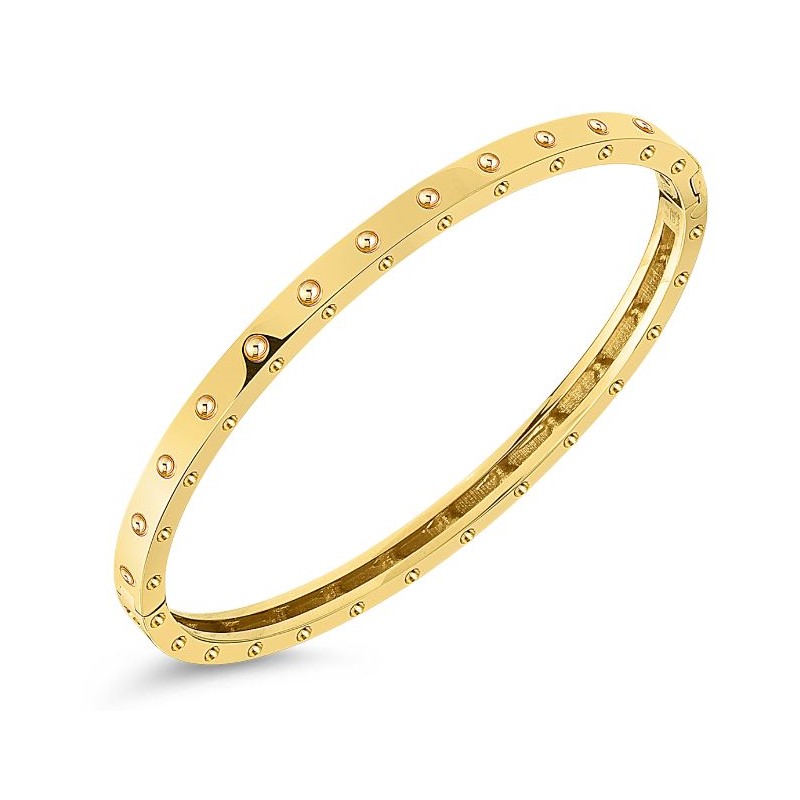 Roberto Coin lady s eighteen karat yellow gold Symphony Pois Moi collection hinged bangle