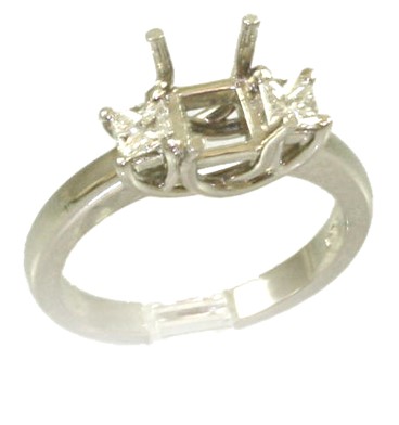 Platinum 3 Across Diamond Semi Mount Ring