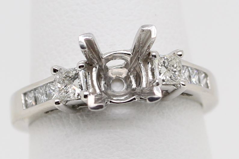 Platinum Princess Cut Diamond Semi Mount Ring