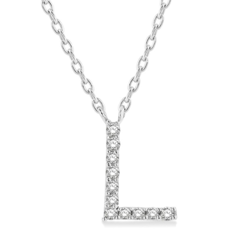 Dainty Diamond Inital L Necklace