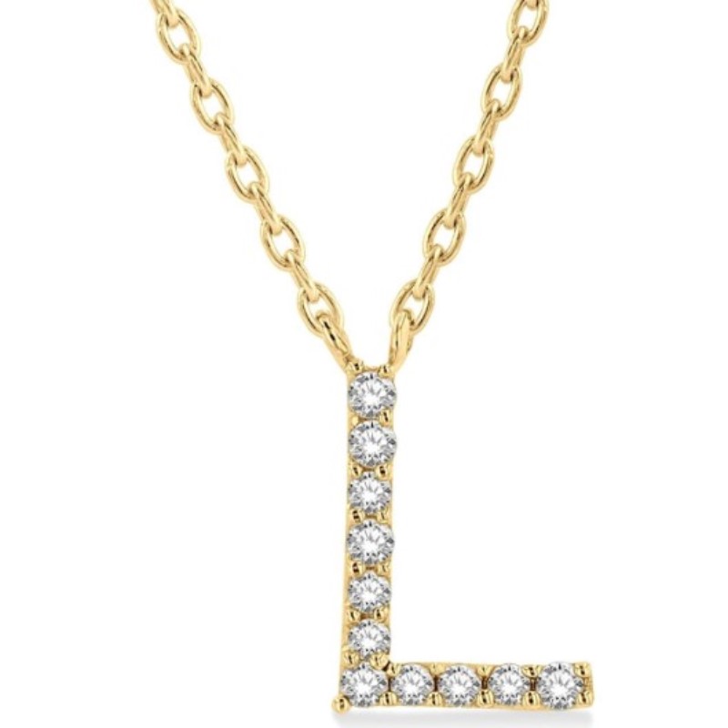 Dainty Diamond Inital L Necklace
