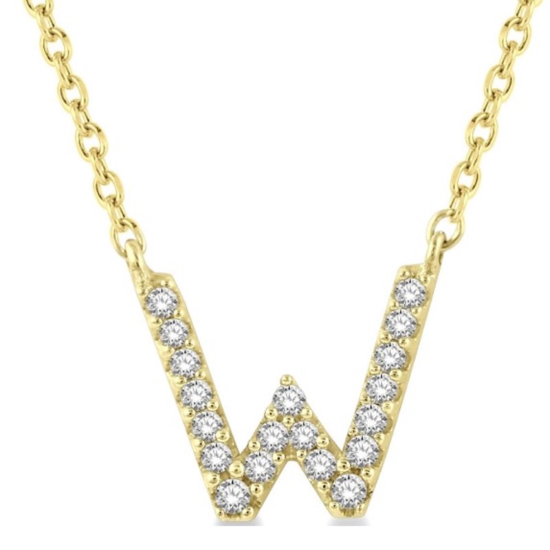 Dainty Diamond Inital W Necklace