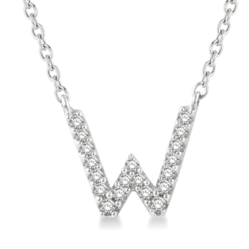 Dainty Diamond Inital W Necklace