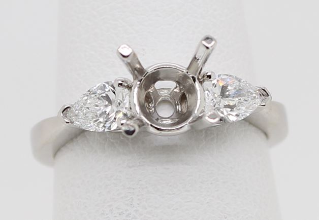 AJD platinum pear shape diamond semi mount ring