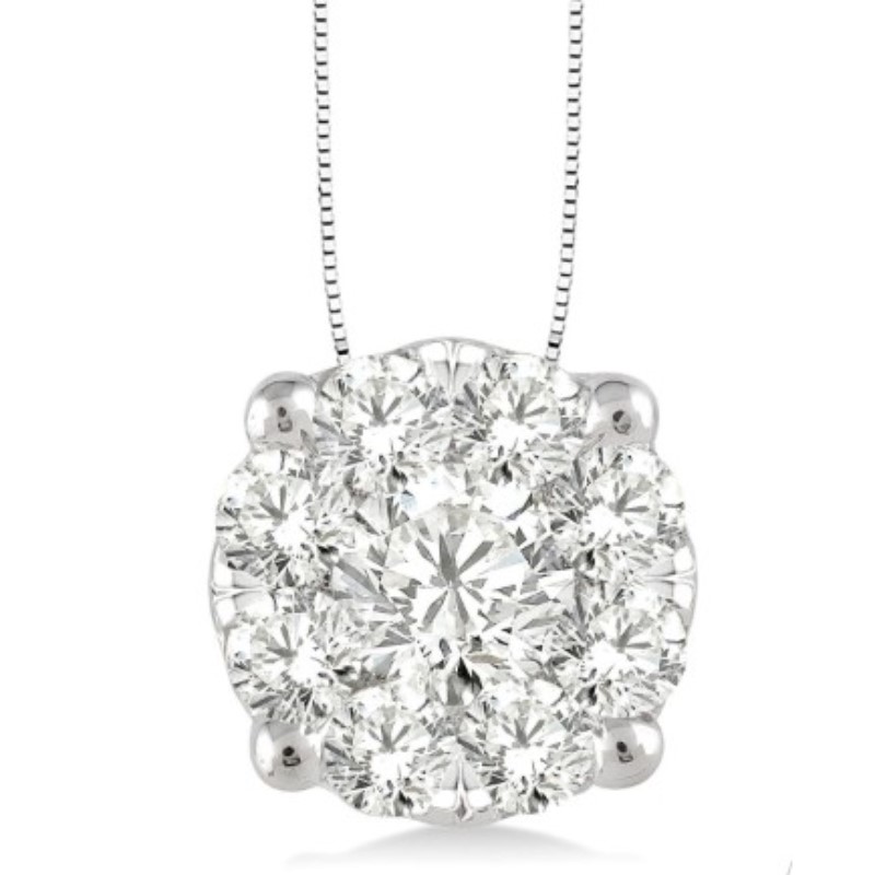 .75 Carat Diamond Cluster Pendant Necklace