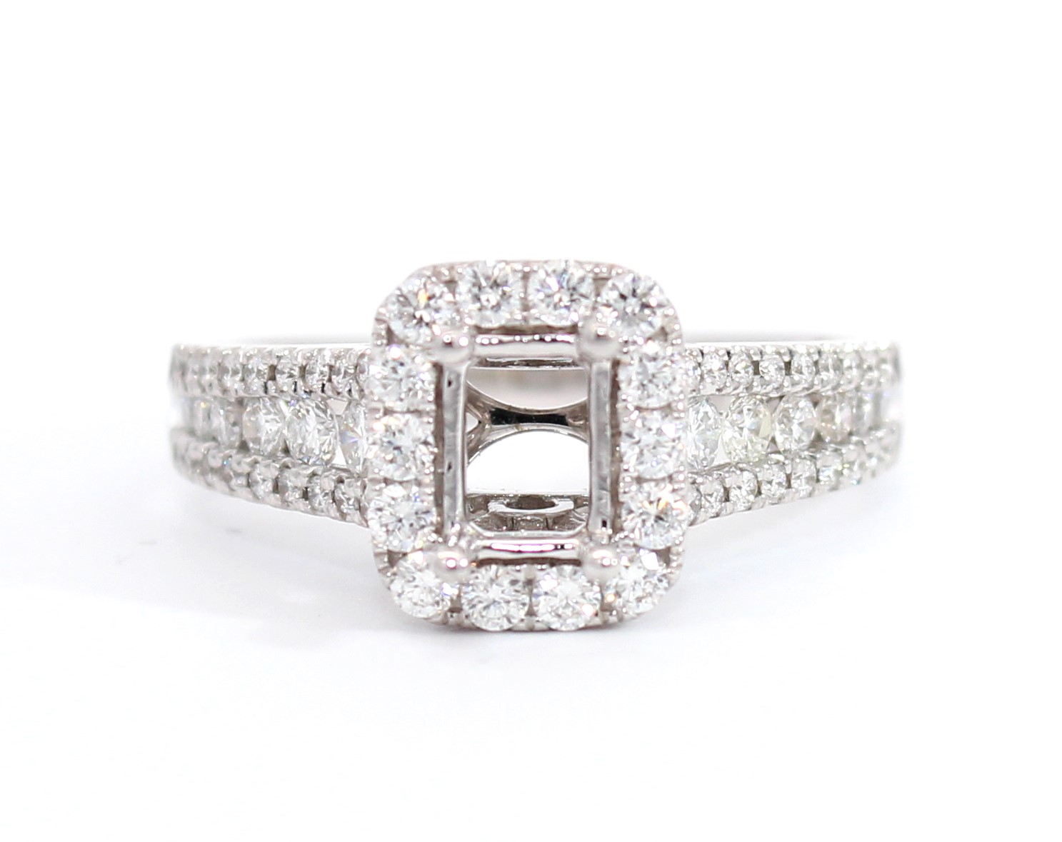 14 Karat White Gold Diamond Semi Mount Ring