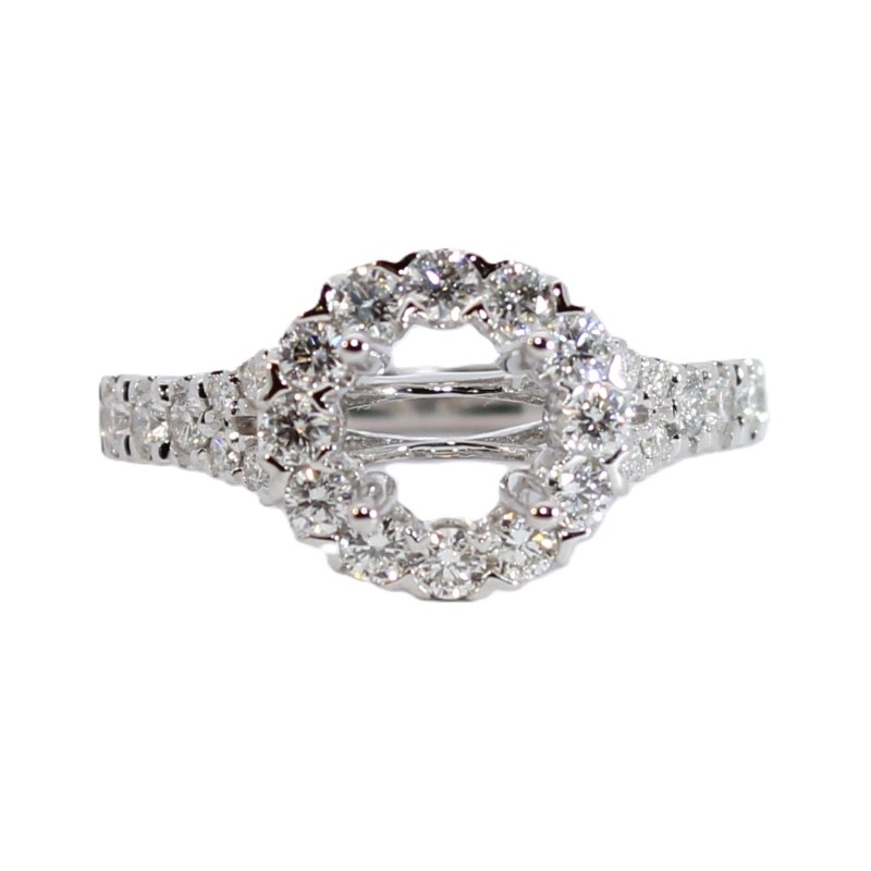 14 Karat White Gold Diamond Halo Semi Mount Ring