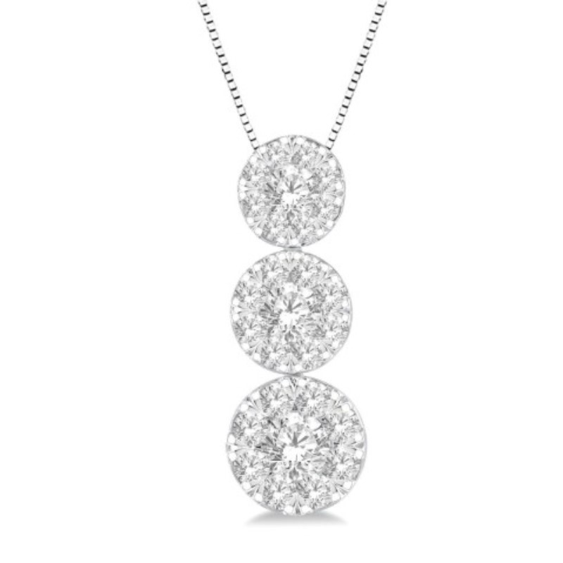 .25 Carat 3 Diamond Cluster Pendant Necklace
