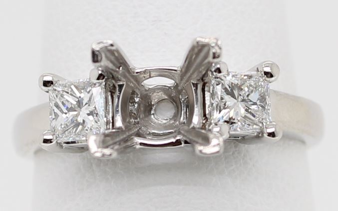 Platinum Princess Cut Diamond Semi Mount Ring