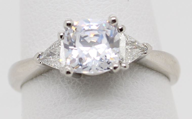 Platinum Trillion Diamond Semi Mount Ring (Cz Center)