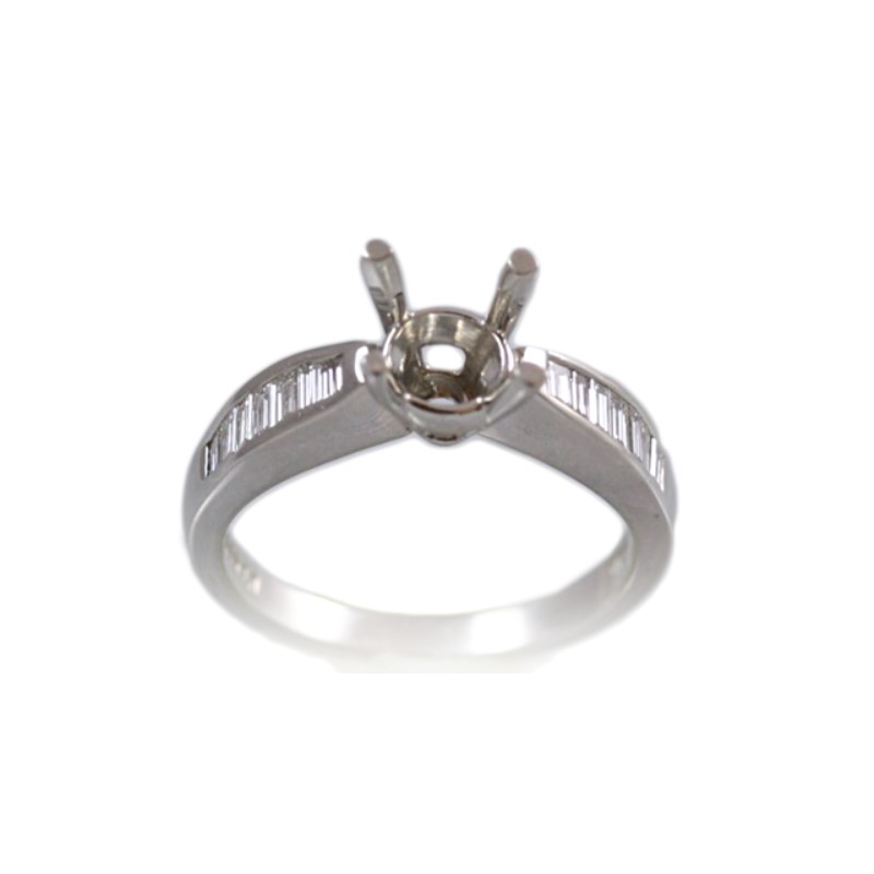 Platinum Baguette Diamond Semi Mount Ring