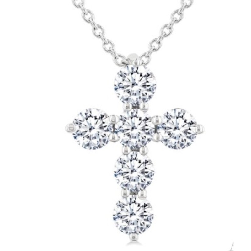 1.0 Carat Diamond Cross Pendant Necklace