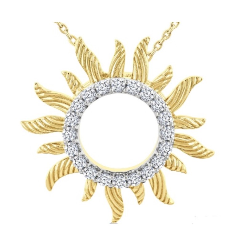 Sunburst Fluted Diamond Fashion Pendant