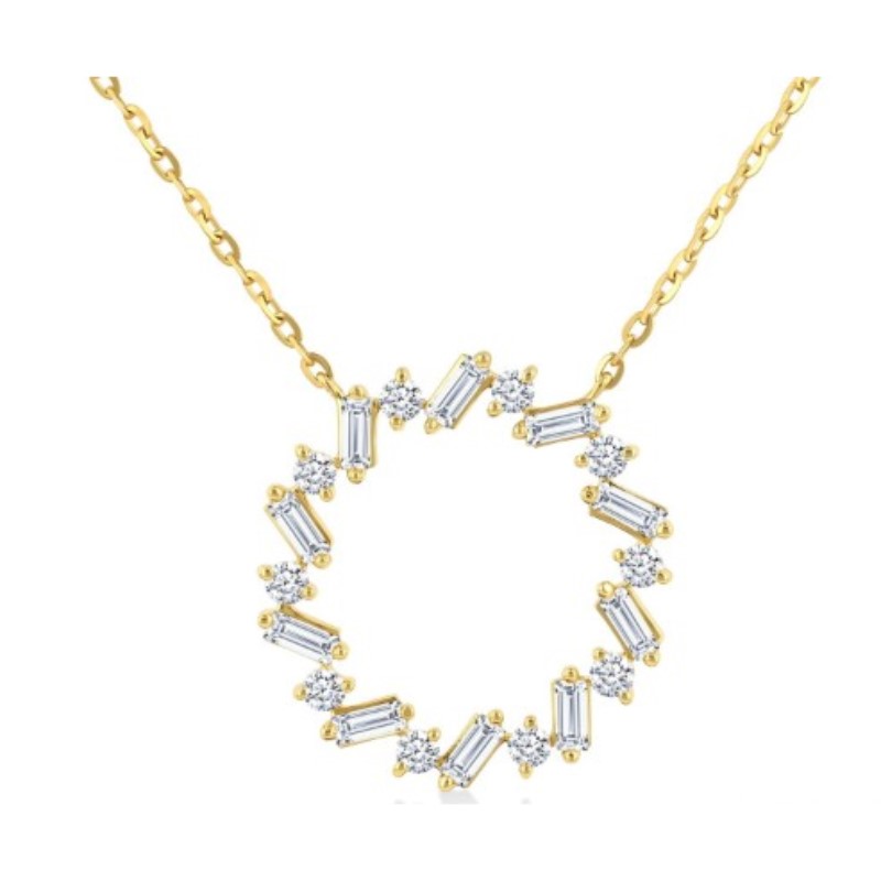 Circle Scatter Baguette Diamond Pendant