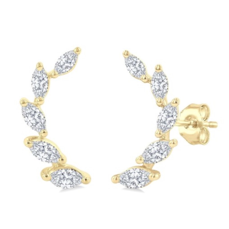 Marquise Shape Diamond Fashion Ear Climbers
